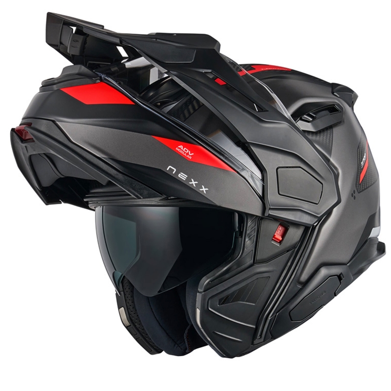 Nexx X.Lifecountry Terra flip-up motorcykelhjelm mat grå-rød udsalg