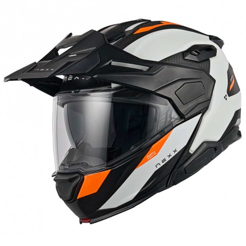 Flip-up motorcykelhjelm Nexx X.Lifecountry Terra mat hvid-orange udsalg