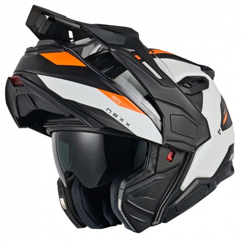 Flip-up motorcykelhjelm Nexx X.Lifecountry Terra mat hvid-orange udsalg
