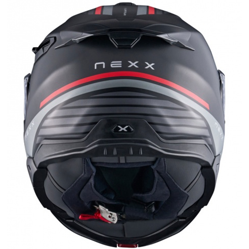 Flip-up motorcykelhjelm Nexx X.Lifetour Globe mat sort-rød udsalg