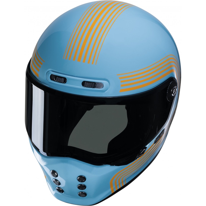 Integreret motorcykelhjelm HJC V10 Foni MC27 turkis-orange