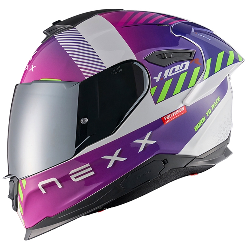 NEXX Y.100R Fade lilla og hvid integreret motorcykelhjelm