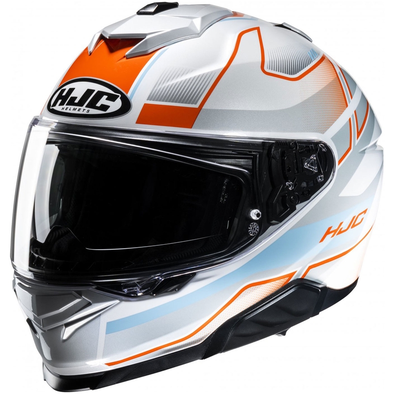Integreret motorcykelhjelm HJC i71 Iorix MC27 hvid-orange-grå