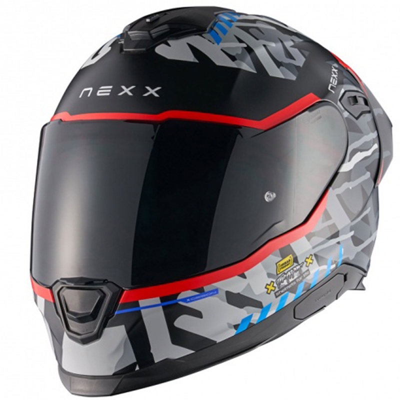 NEXX Y.100R Urbangram sort-rød integreret motorcykelhjelm udsalg