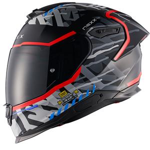 NEXX Y.100R Urbangram sort-rød integreret motorcykelhjelm