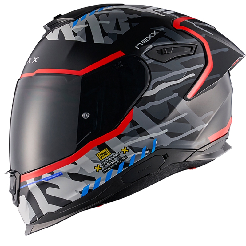 NEXX Y.100R Urbangram sort-rød integreret motorcykelhjelm udsalg