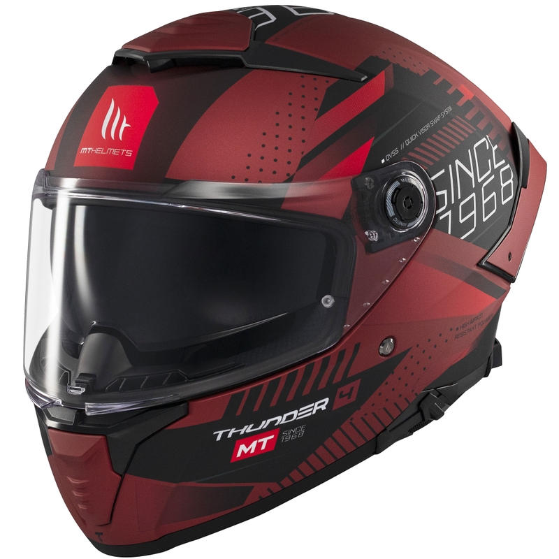 MT Thunder 4 SV Luminence fullface motorcykelhjelm, mat rød