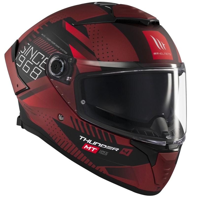 MT Thunder 4 SV Luminence fullface motorcykelhjelm, mat rød