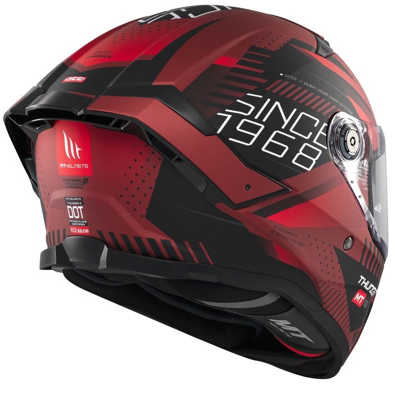 MT Thunder 4 SV Luminence fullface motorcykelhjelm, mat rød