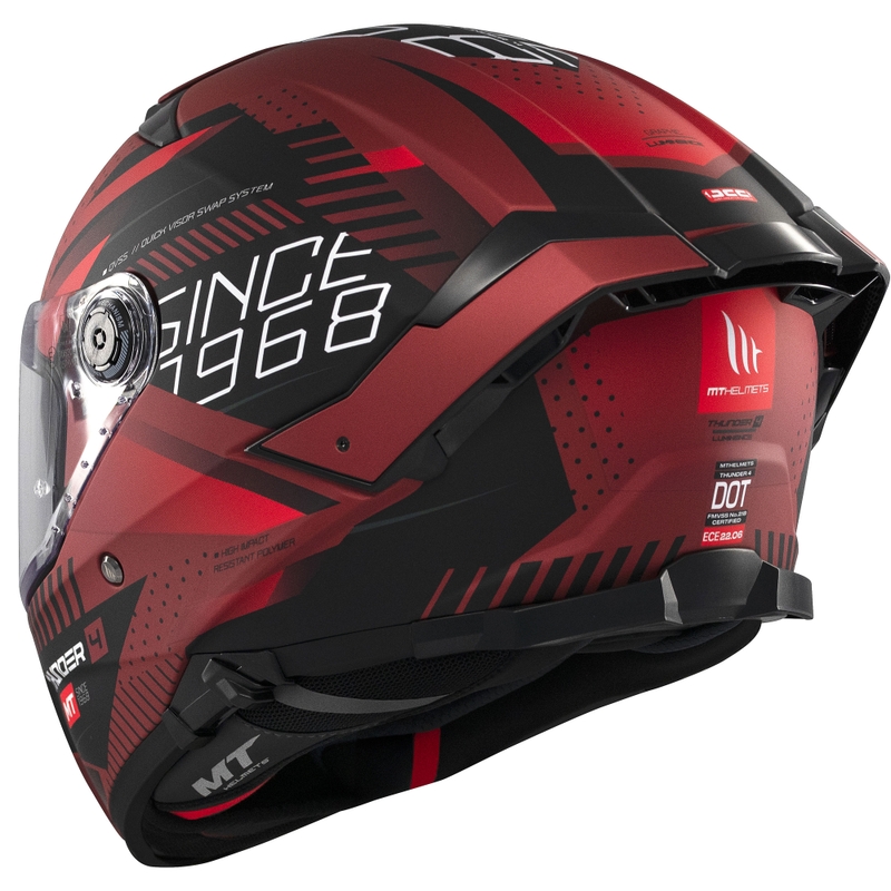 MT Thunder 4 SV Luminence fullface motorcykelhjelm, mat rød