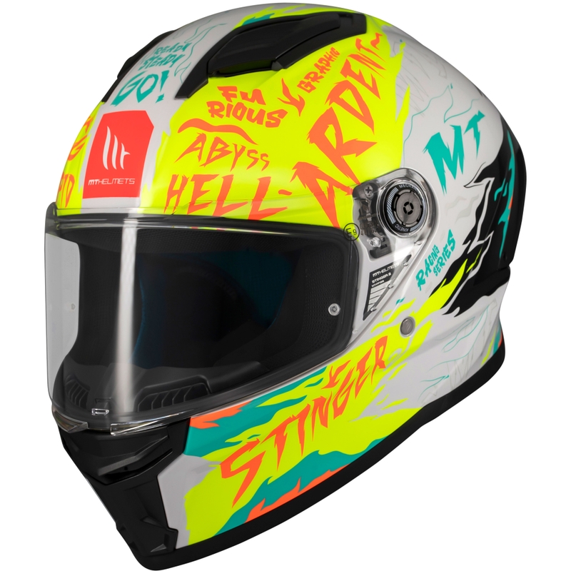 MT Stinger 2 Ardent integreret motorcykelhjelm hvid-gul
