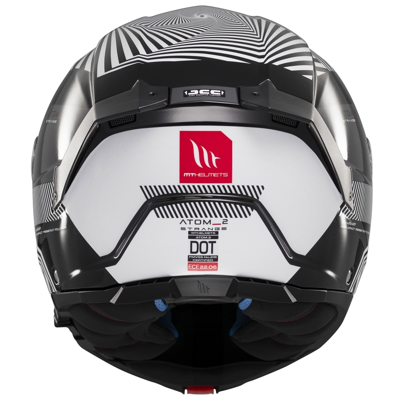 MT Atom 2 SV Strange sort-hvid-grå flip-up motorcykelhjelm