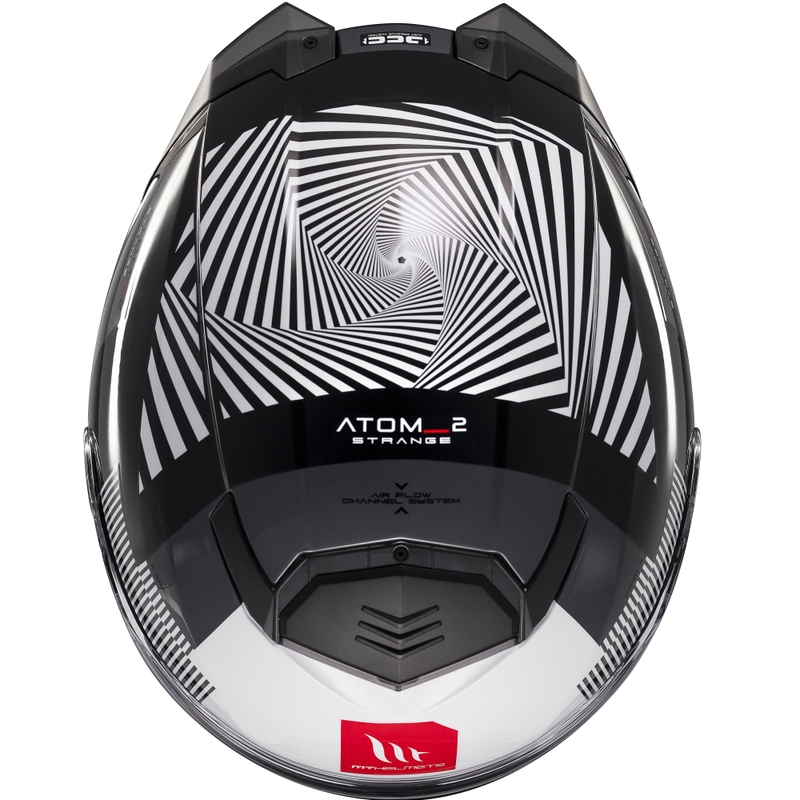 MT Atom 2 SV Strange sort-hvid-grå flip-up motorcykelhjelm