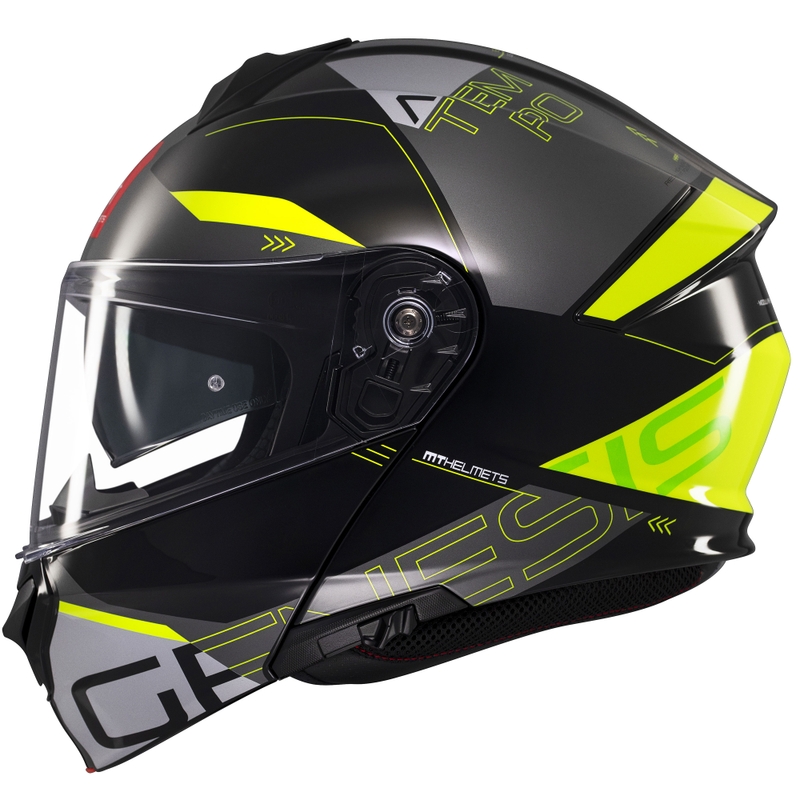 MT Genesis SV Atempo sort-grå-fluogul flip-up motorcykelhjelm