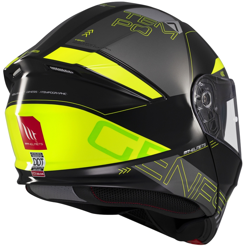 MT Genesis SV Atempo sort-grå-fluogul flip-up motorcykelhjelm