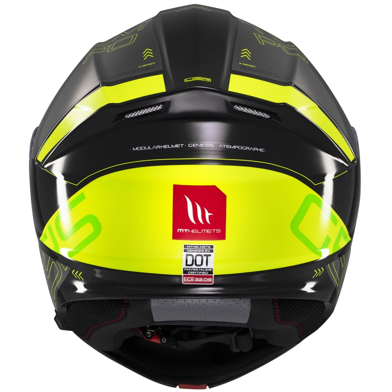 MT Genesis SV Atempo sort-grå-fluogul flip-up motorcykelhjelm