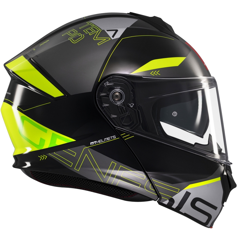 MT Genesis SV Atempo sort-grå-fluogul flip-up motorcykelhjelm