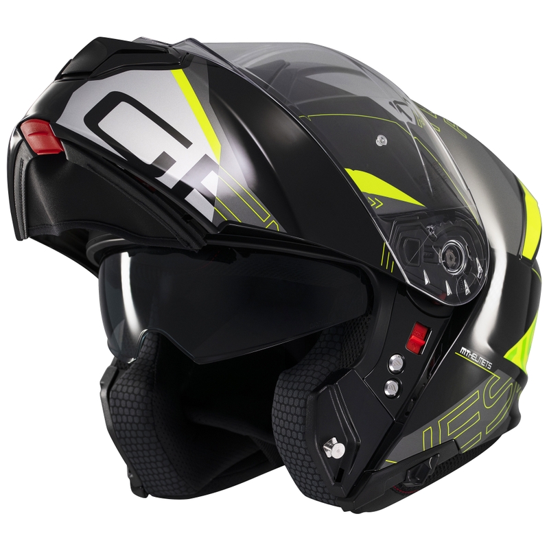 MT Genesis SV Atempo sort-grå-fluogul flip-up motorcykelhjelm