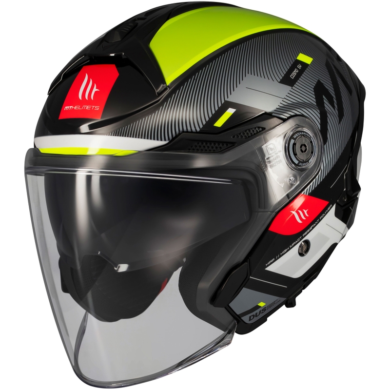 MT Cosmo SV Silence åben motorcykelhjelm sort-fluogul