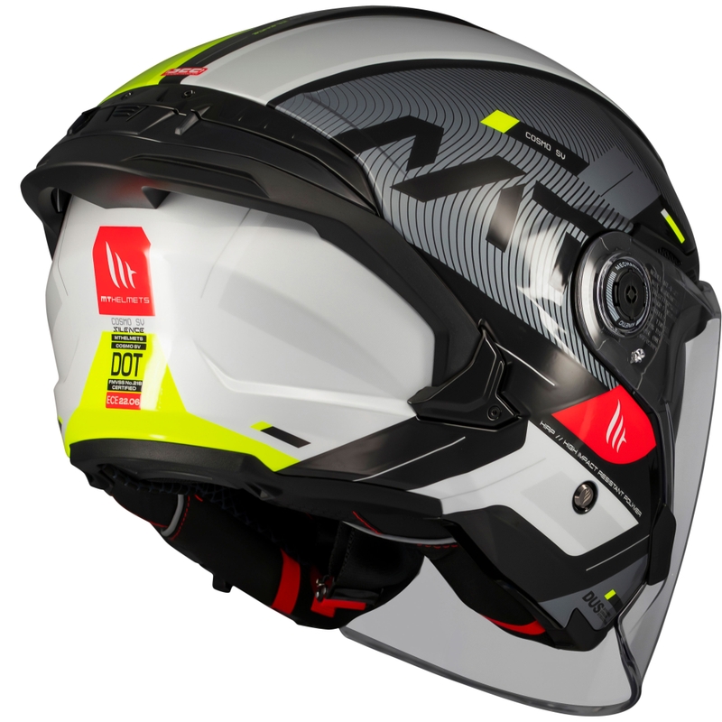 MT Cosmo SV Silence åben motorcykelhjelm sort-fluogul