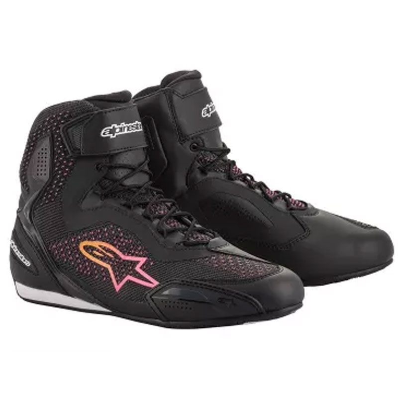 Alpinestars Stella Faster 3 Rideknit motorcykelstøvler til kvinder i sort, gul og pink