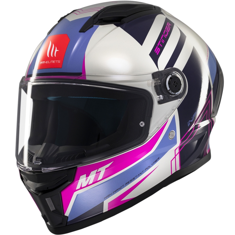 MT Stinger 2 Tron integral motorcykelhjelm grå-lilla-pink