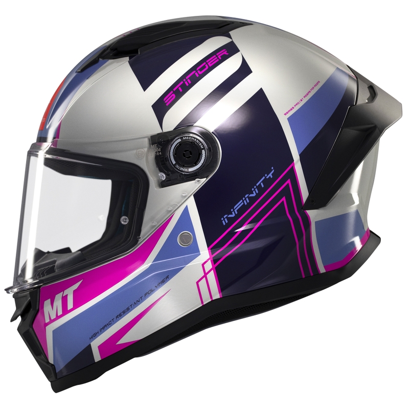 MT Stinger 2 Tron integral motorcykelhjelm grå-lilla-pink