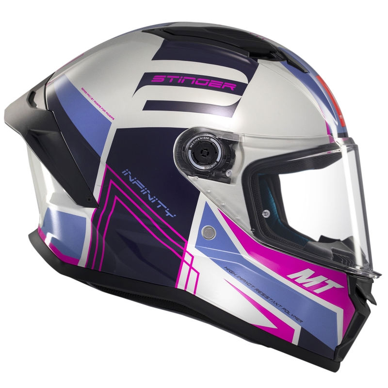 MT Stinger 2 Tron integral motorcykelhjelm grå-lilla-pink