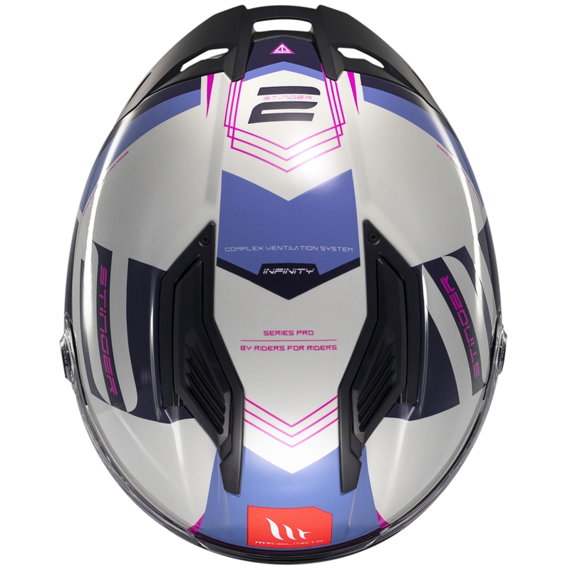 MT Stinger 2 Tron integral motorcykelhjelm grå-lilla-pink