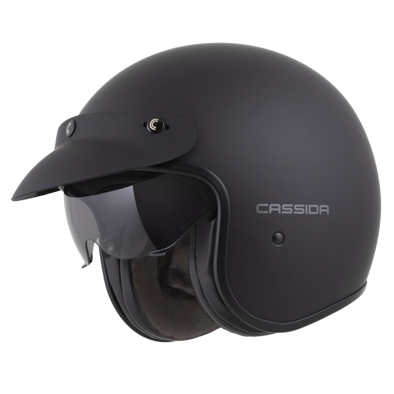 Cassida Oxygen 2.0 Solid Open Face Motorcykelhjelm Mat Sort-Mørkegrå