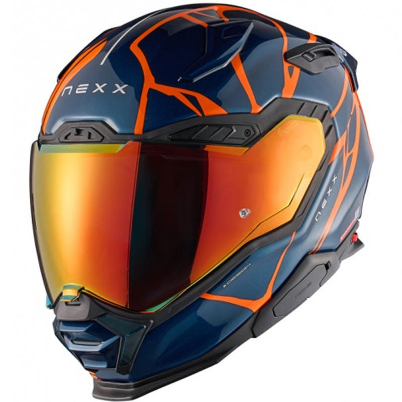 Integreret motorcykelhjelm Nexx X.WST3 B-Side blå-orange