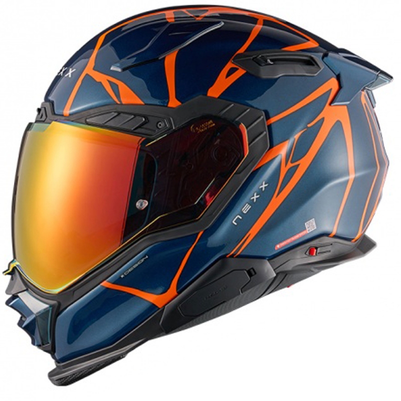 Integreret motorcykelhjelm Nexx X.WST3 B-Side blå-orange
