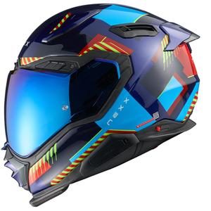 Nexx X.WST3 Fluence blå-rød integreret motorcykelhjelm