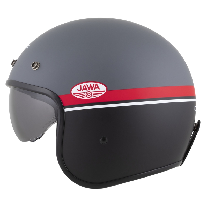 Open face motorcykelhjelm Cassida Oxygen 2.0 Jawa OHC mat grå-rød-sort-hvid