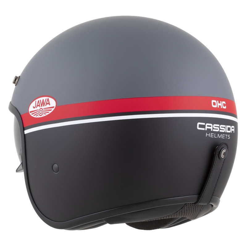 Open face motorcykelhjelm Cassida Oxygen 2.0 Jawa OHC mat grå-rød-sort-hvid