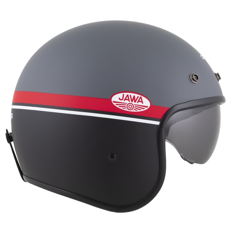 Open face motorcykelhjelm Cassida Oxygen 2.0 Jawa OHC mat grå-rød-sort-hvid