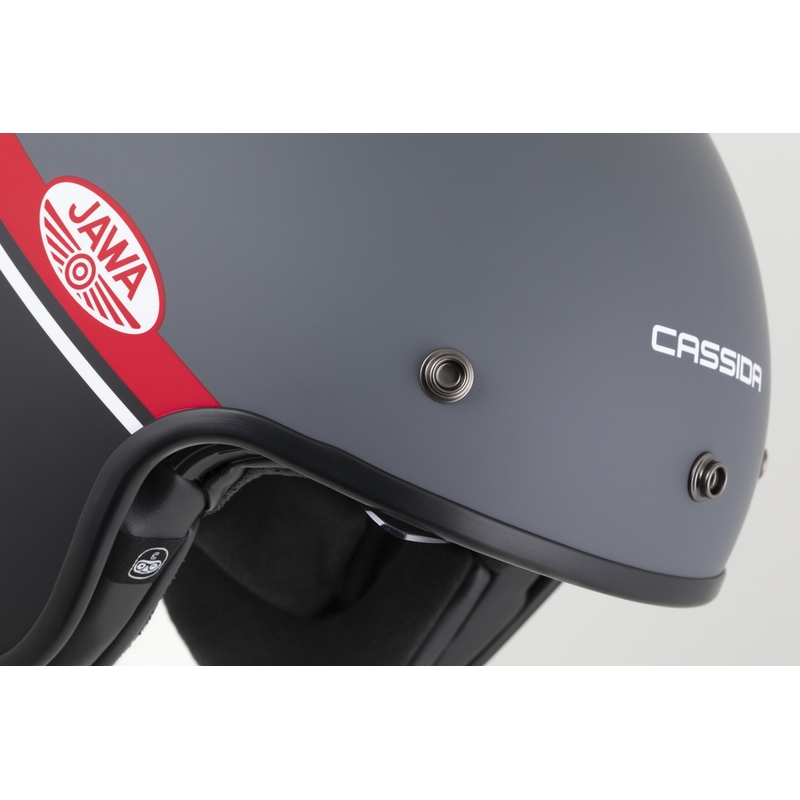 Open face motorcykelhjelm Cassida Oxygen 2.0 Jawa OHC mat grå-rød-sort-hvid