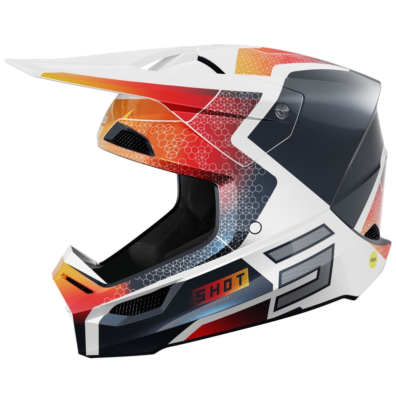 Motocrosshjelm Shot Race Phaser pearl blå-hvid-orange