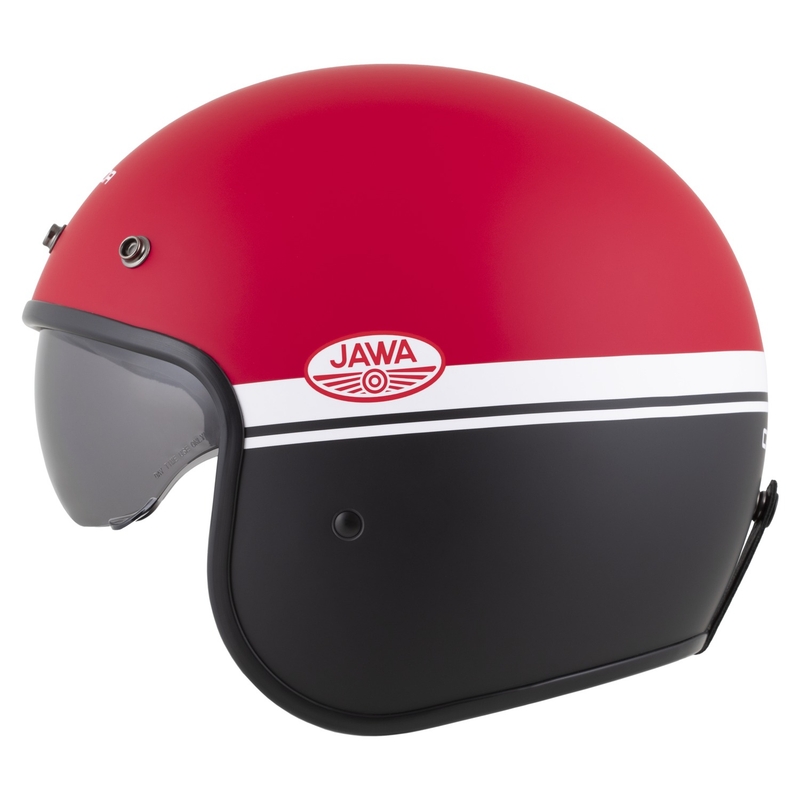 Open face motorcykelhjelm Cassida Oxygen 2.0 Jawa OHC mat rød-sort-hvid
