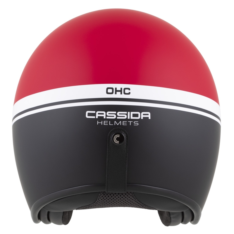 Open face motorcykelhjelm Cassida Oxygen 2.0 Jawa OHC mat rød-sort-hvid