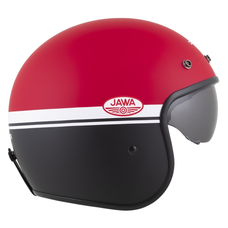 Open face motorcykelhjelm Cassida Oxygen 2.0 Jawa OHC mat rød-sort-hvid