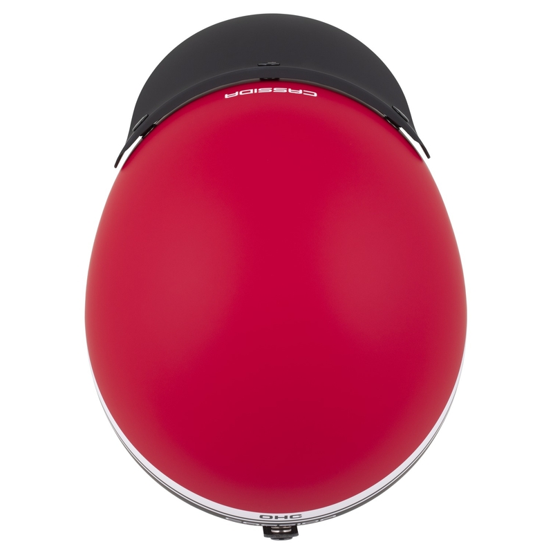 Open face motorcykelhjelm Cassida Oxygen 2.0 Jawa OHC mat rød-sort-hvid