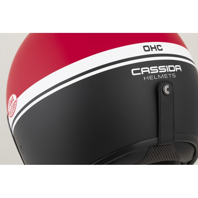 Open face motorcykelhjelm Cassida Oxygen 2.0 Jawa OHC mat rød-sort-hvid
