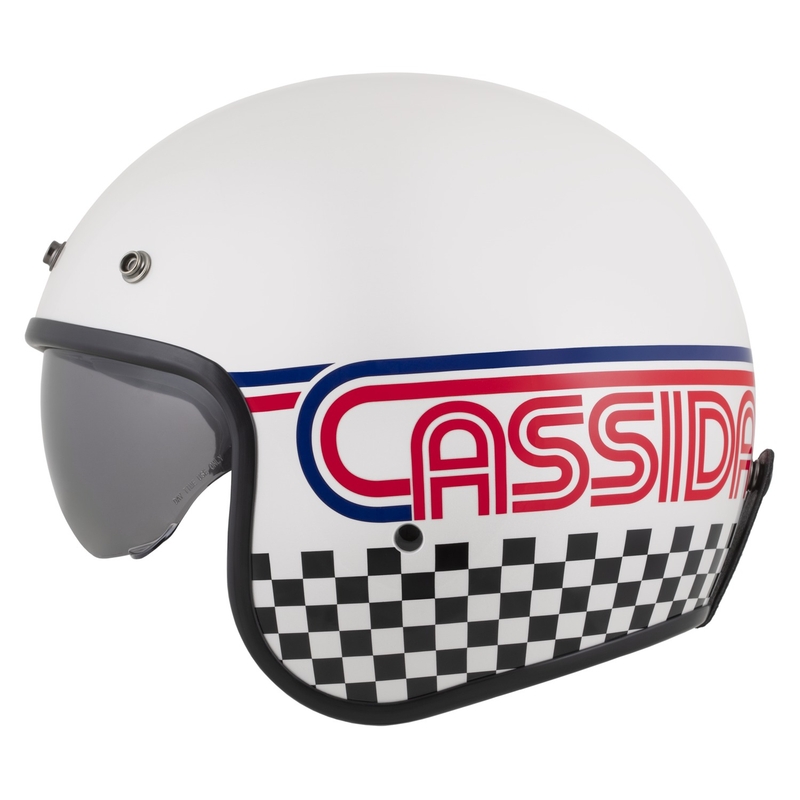 Cassida Oxygen 2.0 Rondo open face motorcykelhjelm perle hvid-rød-blå-sort