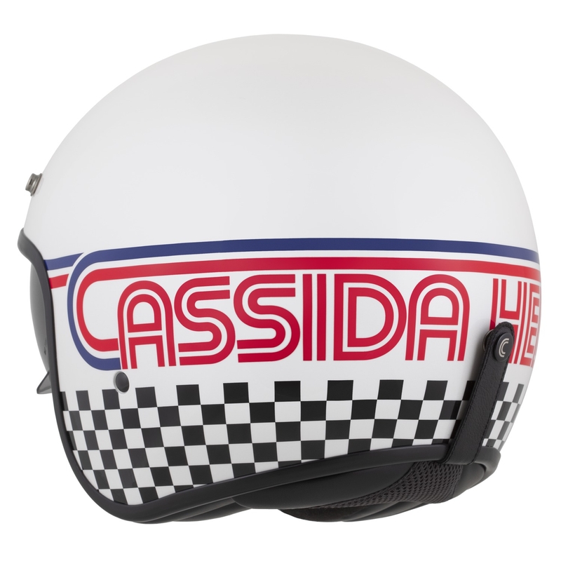 Cassida Oxygen 2.0 Rondo open face motorcykelhjelm perle hvid-rød-blå-sort