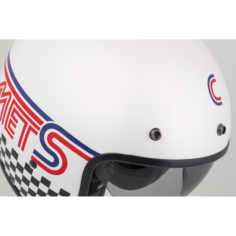 Cassida Oxygen 2.0 Rondo open face motorcykelhjelm perle hvid-rød-blå-sort
