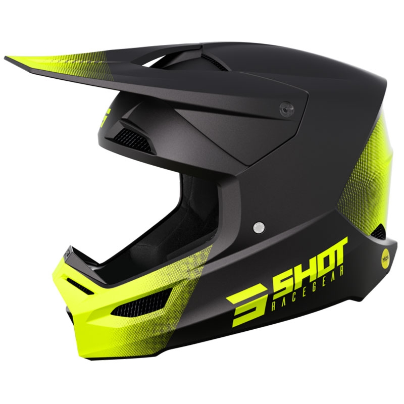 Motocrosshjelm Shot Race Raw sort-fluogul mat udsalg
