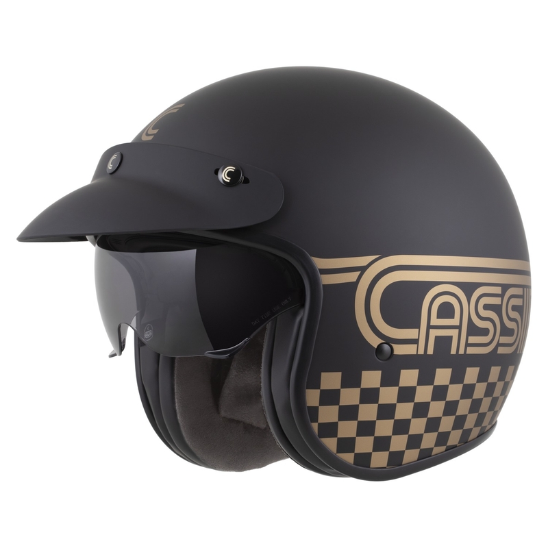 Cassida Oxygen 2.0 Rondo open face motorcykelhjelm mat sort-guld