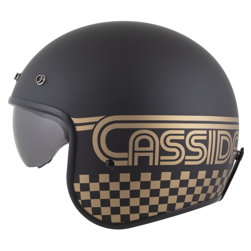 Cassida Oxygen 2.0 Rondo open face motorcykelhjelm mat sort-guld
