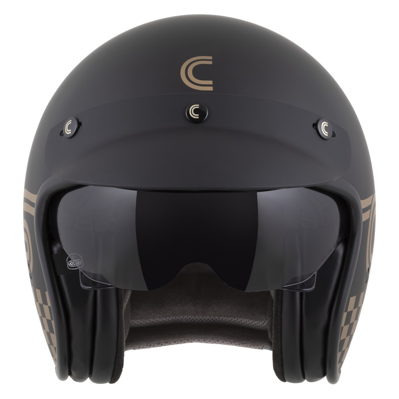 Cassida Oxygen 2.0 Rondo open face motorcykelhjelm mat sort-guld